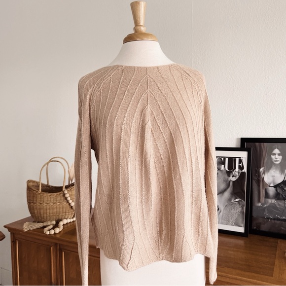 BEIGE LIGHTWEIGHT SWEATER TOP #0349 - Picture 6 of 9